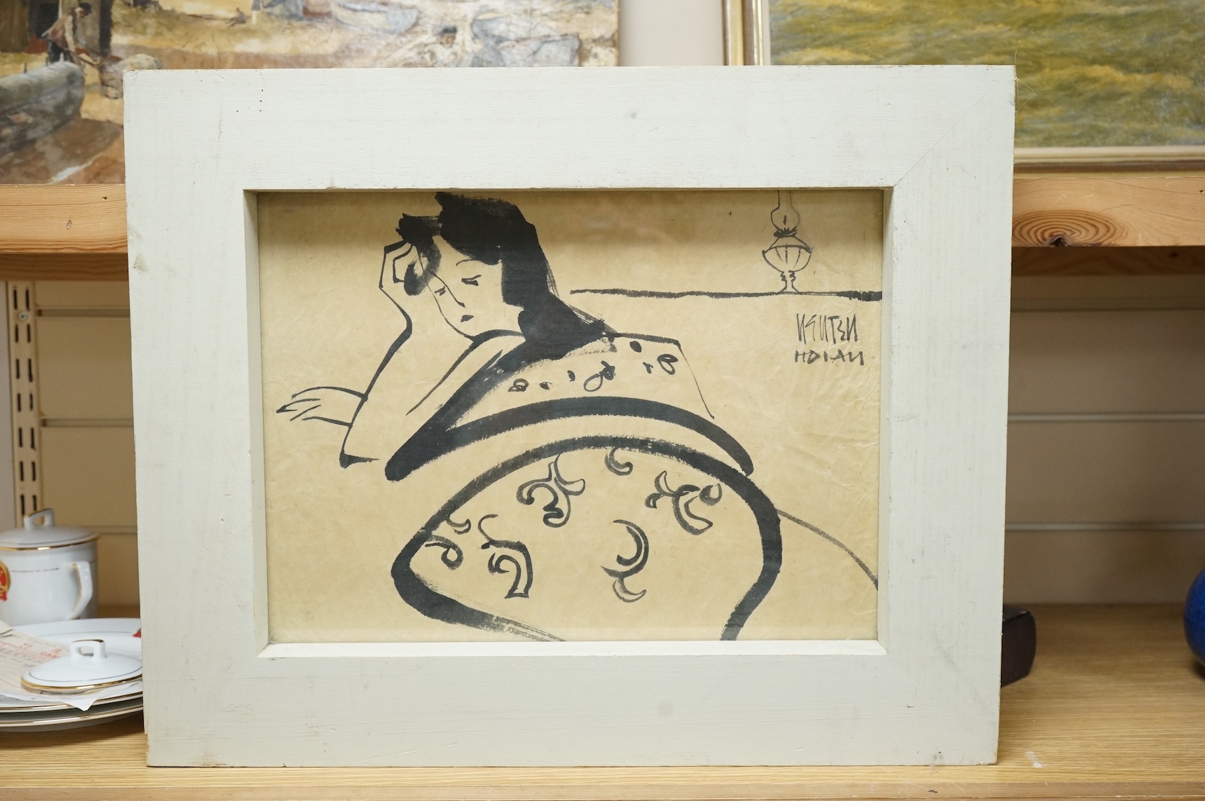 20th century, ink on paper, study of a woman, signed, 28 x 38cm